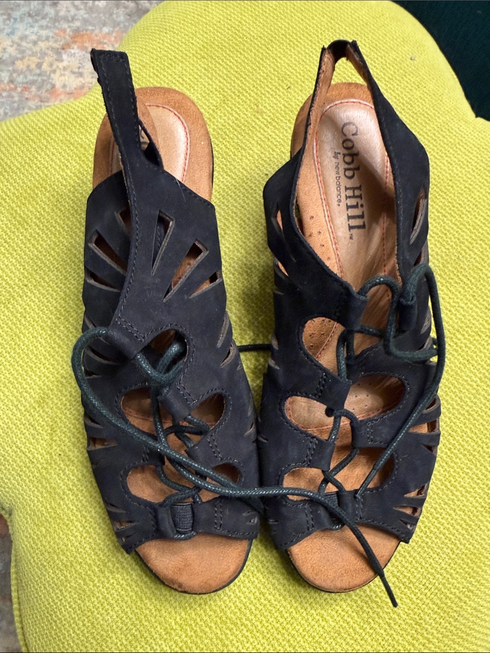 Cobb Hill by New Balance Black Lace-Up Cutout Slingback Sandals